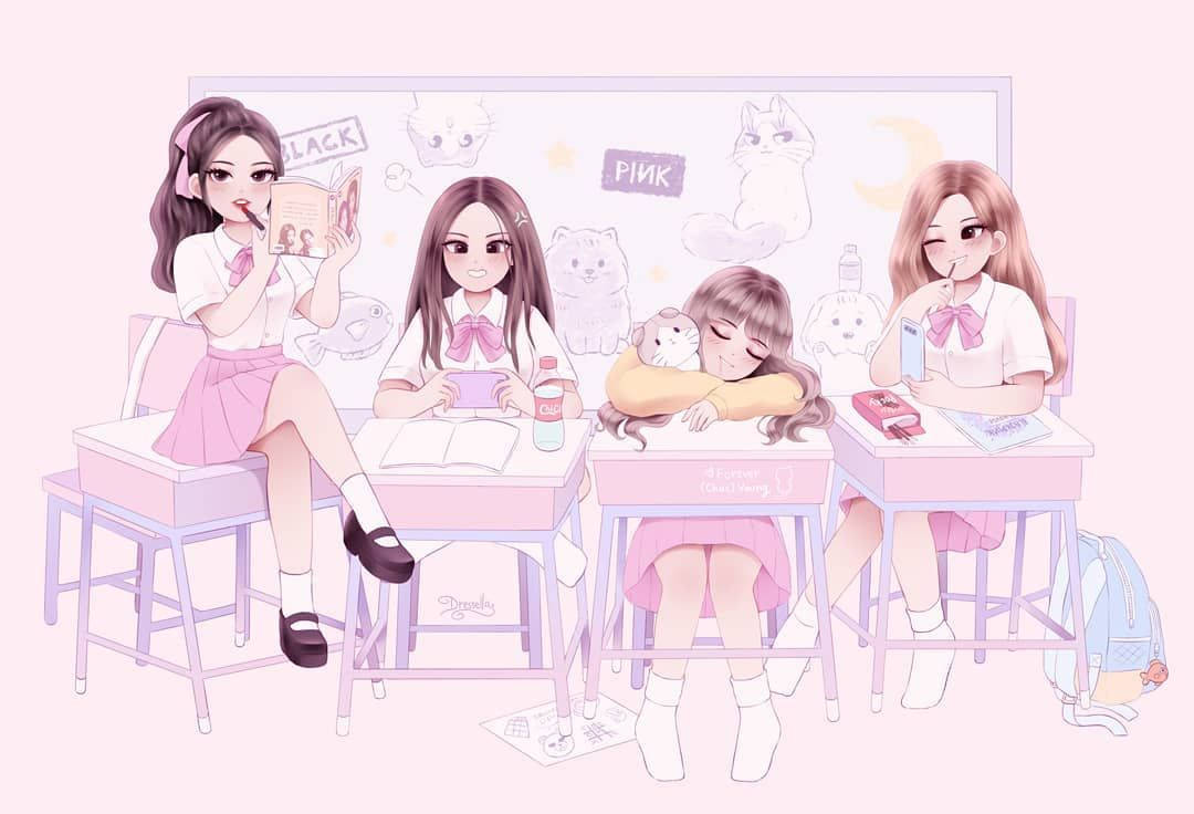 Sắc thái bí ẩn với hình nền Blackpink anime đầy cuốn hút cho bạn